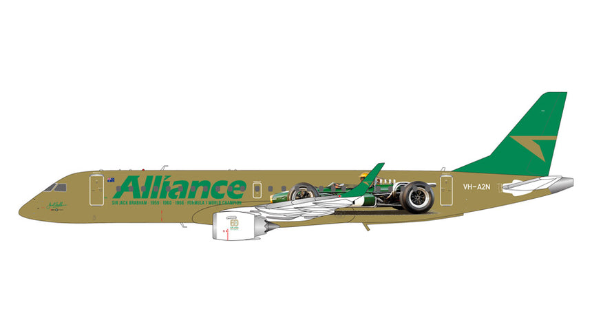 GeminiJets Alliance Airlines Embraer E190 VH-A2N Sir Jack Brabham F1 Race Car Livery 1/200 Aircraft Scale Model