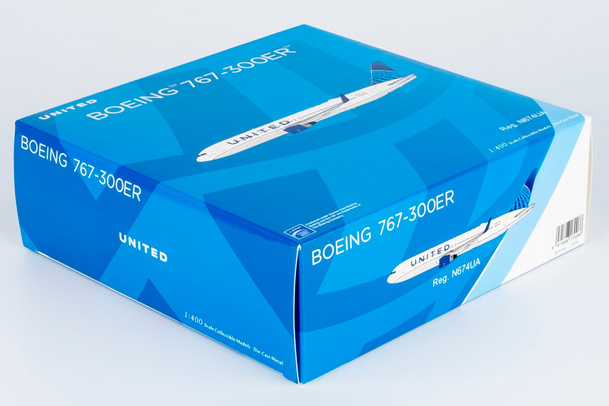 NG Models United Airlines Boeing B767-300ER/w N674UA Blue Evolution c/s 1/400 Aircraft Scale Model