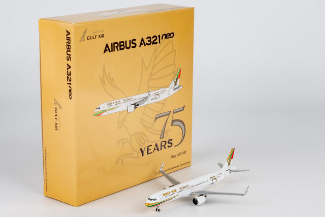 NG Models Gulf Air Airbus A321neo A9C-NB (75th Anniversary livery) 1/400 Aircraft Scale Model