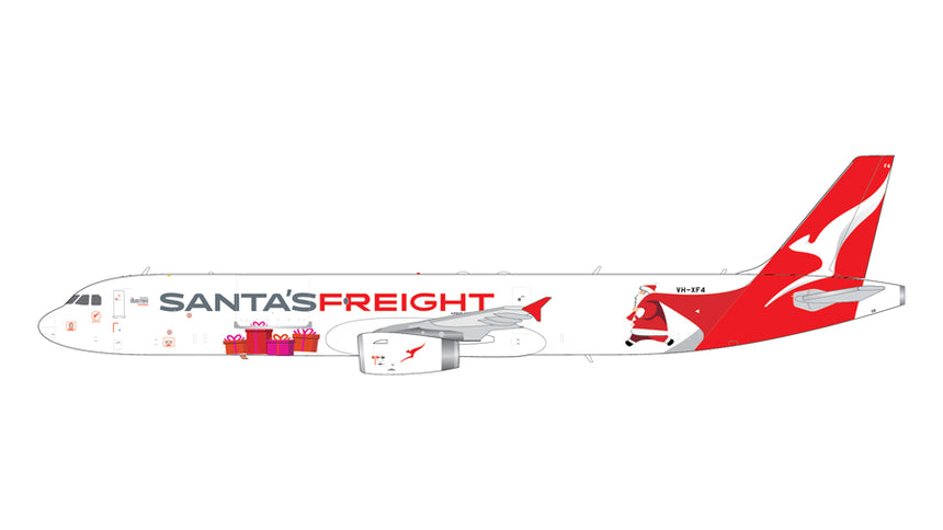 GeminiJets Qantas Freight Airbus A321P2F VH-XF4 “Santa’s Freight” titles (upgraded stand) 1/200 Aircraft Scale Model