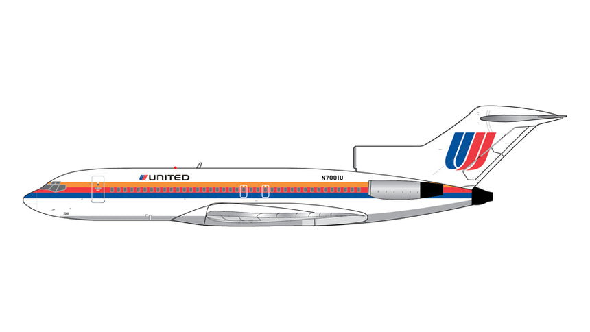 GeminiJets United Airlines Boeing 727-100 N7001U (Saul Bass livery; polished belly) 1/400 Aircraft Scale Model