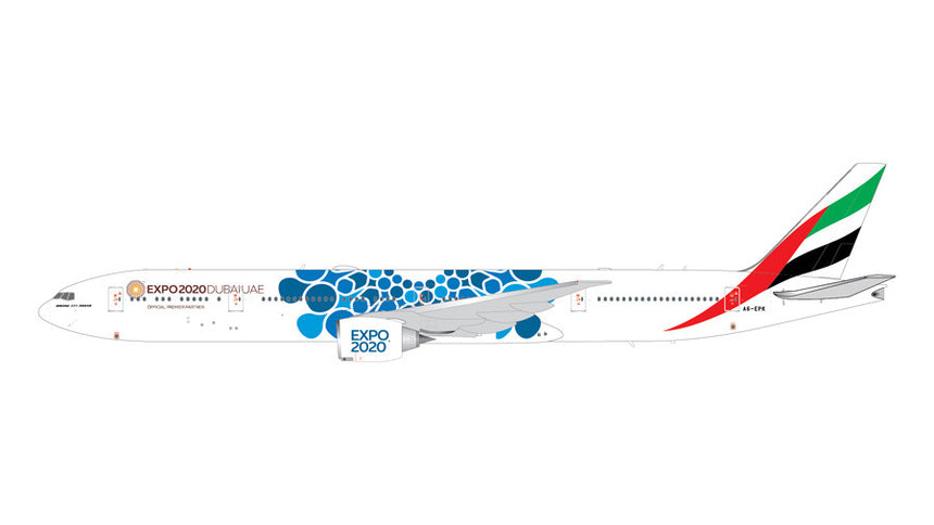 GeminiJets Emirates Boeing 777-300ER A6-EPK (“Expo 2020” Blue Mobility Baubles) 1/200 G2UAE776