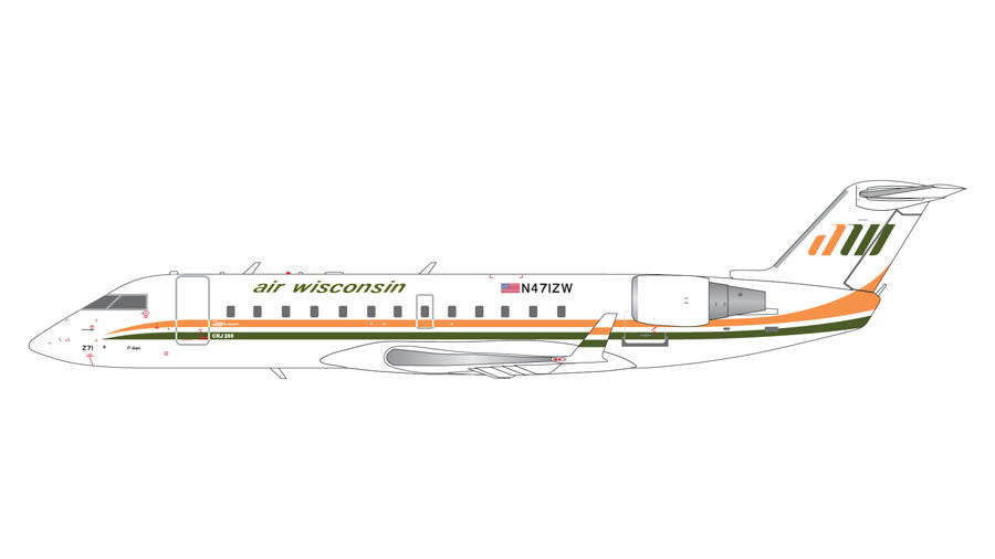 GeminiJets Air Wisconsin Embraer CRJ200LR N471ZW (Retro Livery) 1/200 Scale