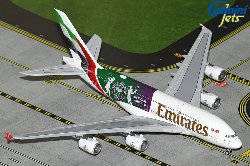 GeminiJets Emirates Airbus A380-800 A6-EOE "Wimbledon" Livery 1/400 Aircraft Scale Model