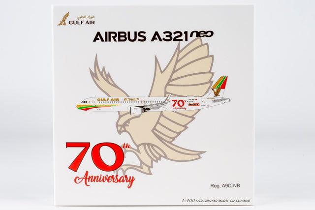NG Models Gulf Air Airbus A321neo A9C-NB (70th Anniversary livery) 1/400 Aircraft Scale Model