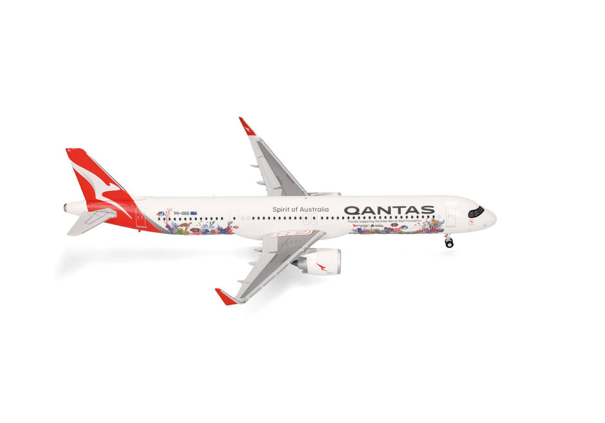 Herpa Qantas Airbus A321XLR Great Barrier Reef Coral Sea 1/200 Aircraft Scale Model