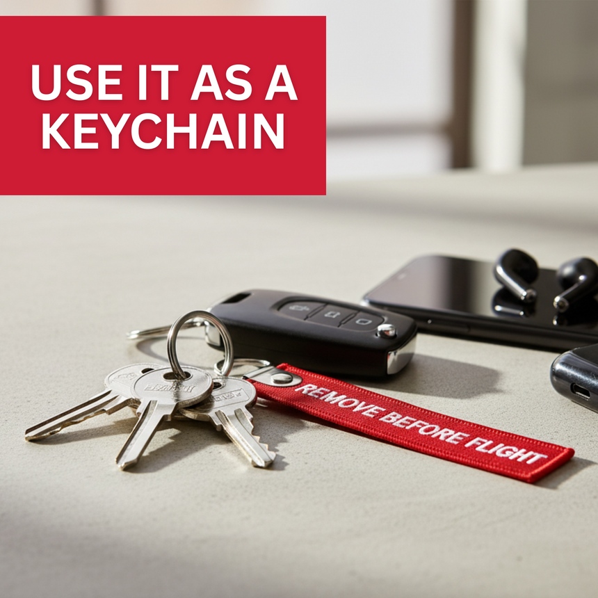 The 'Remove Before Flight' Keychain Pack of 2 or 5