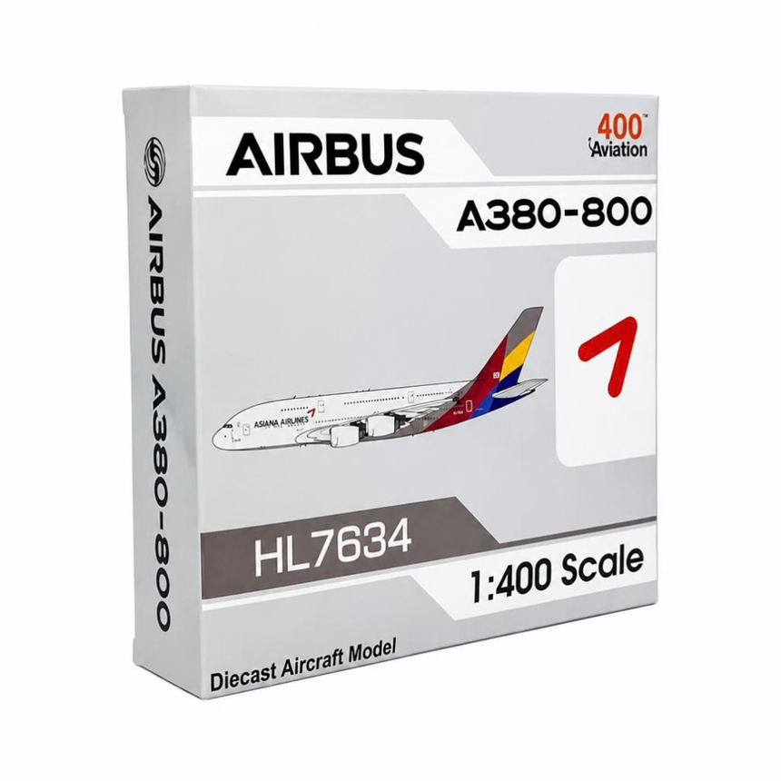 Aviation400 Asiana Airlines Airbus A380 HL7634 (detachable gear) 1/400 Aircraft Scale Model