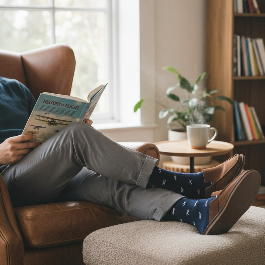 Funny Plane Socks - Funny Aeroplane Gift - 1 Pair, Size 8-11 UK and 42-46 EU