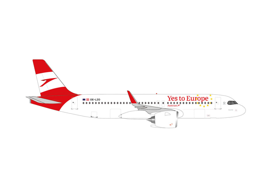 Herpa Austrian Airlines Airbus A320neo "Yes to Europe" 1/500 Aircraft Scale Model