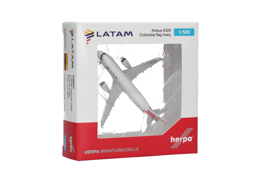 Herpa LATAM Airlines Chile Airbus A320 - Colombia Flag livery - CC-BFE 1/500 Aircraft Scale Model