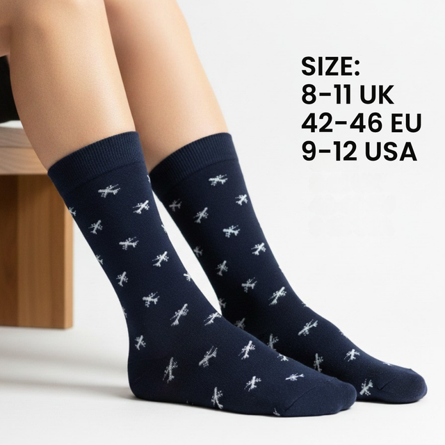 Plane Mad Socks - Funny Aeroplane Gift - 1 Pair, Size 8-11 UK and 42-46 EU
