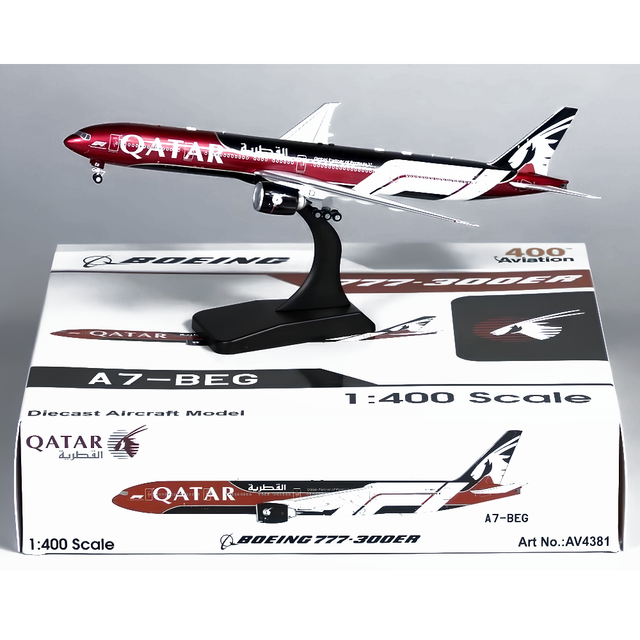 Aviation400 Qatar Airways Boeing 777-3DZER A7-BEG (detachable gear) 1/400 Aircraft Scale Model
