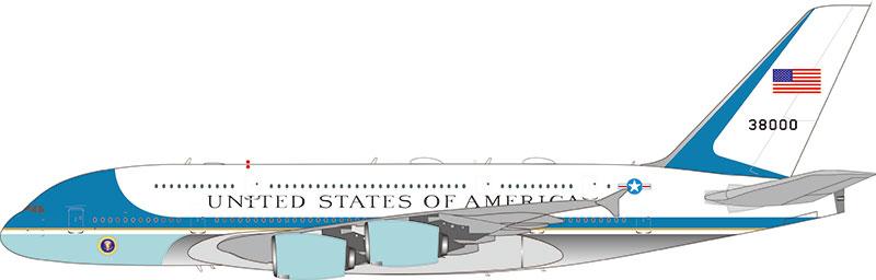 Aviation400 Air Force On Airbus A380 38000 (detachable gear) 1/400 Aircraft Scale Model