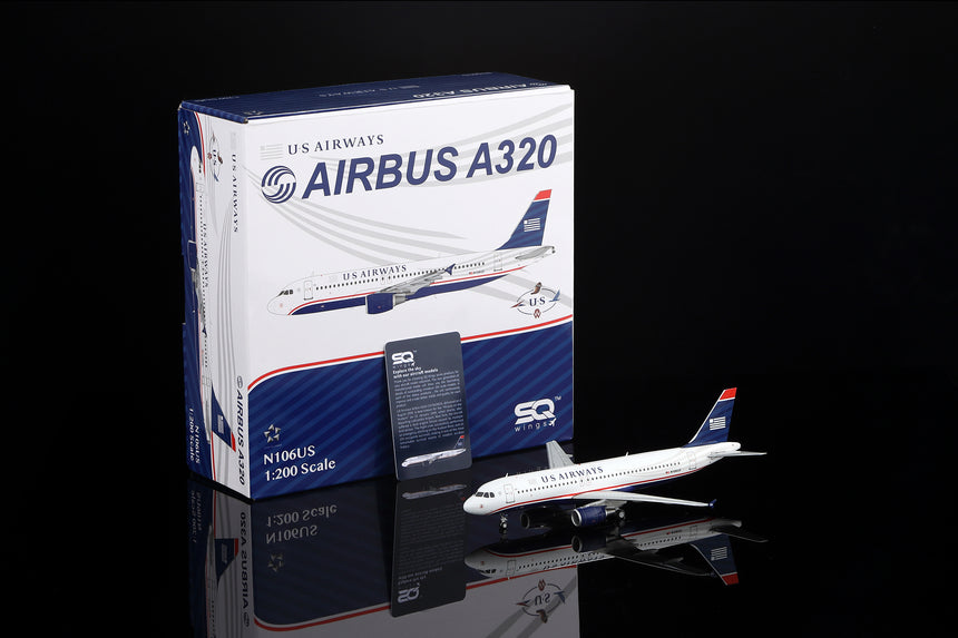 SQ Wings US Airways Airbus A320 N106US "Flaps Down" 1/200 Aircraft Scale Model