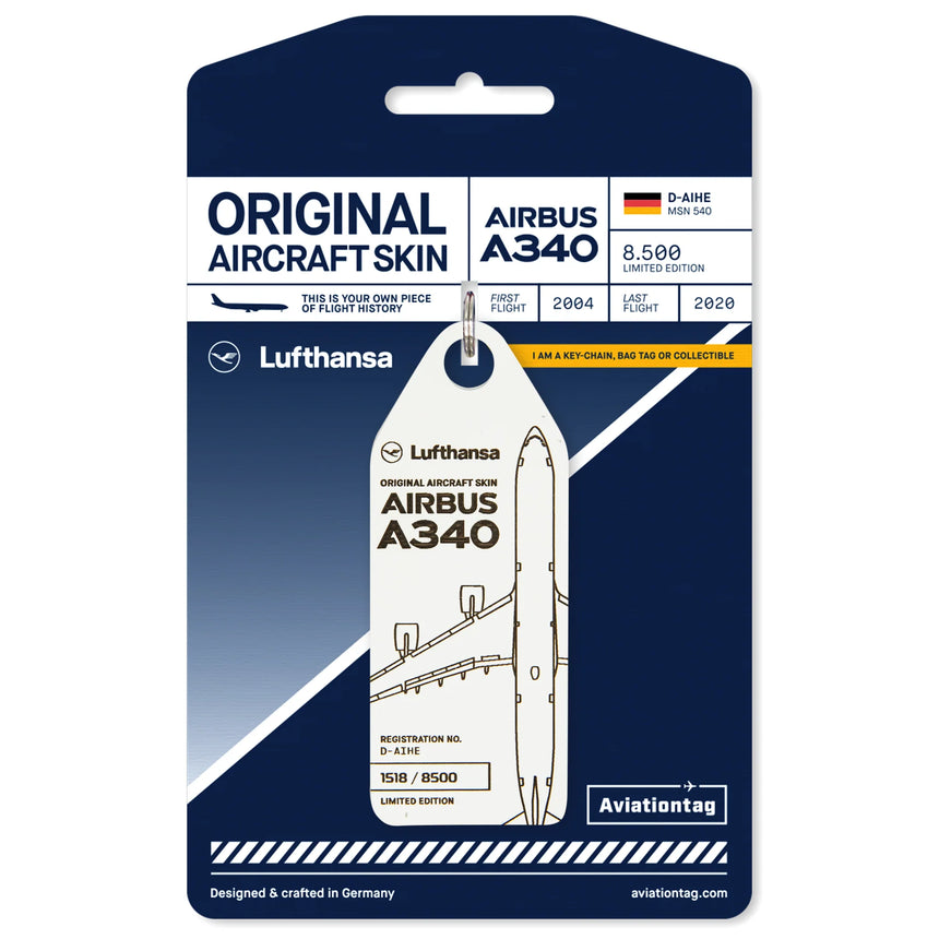 AviationTag Lufthansa Airbus A340 - D-AIHE White D-AIHEW