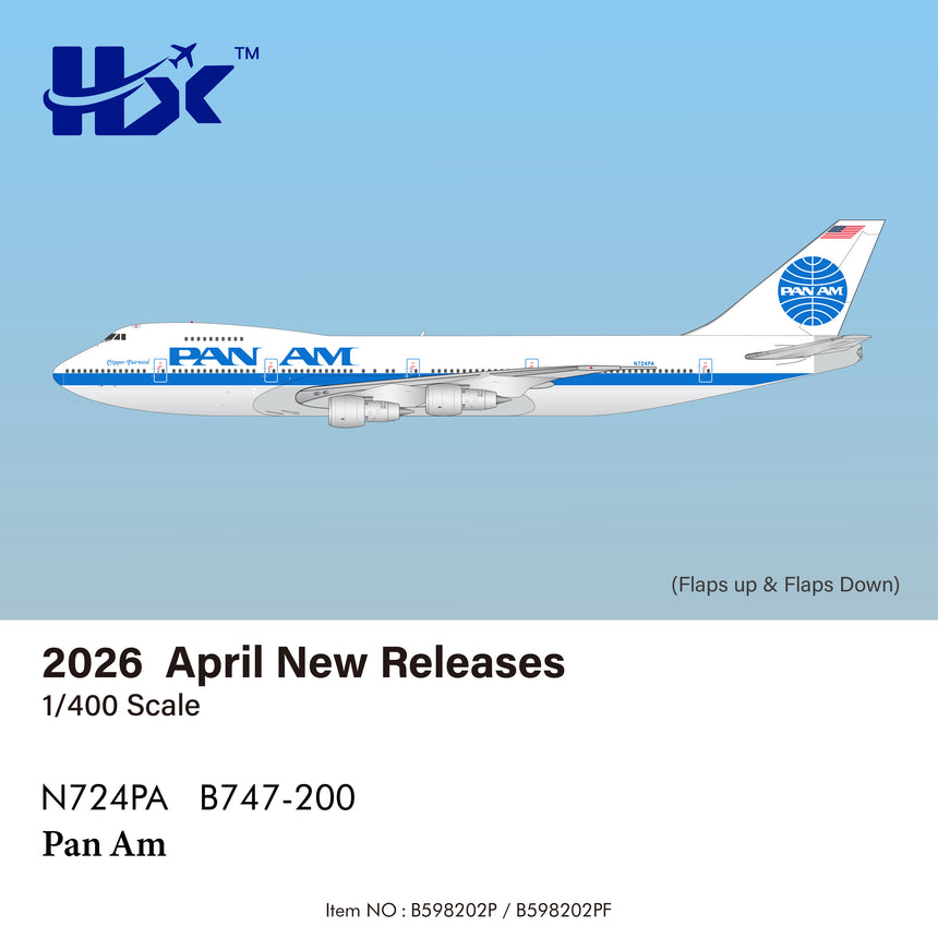 HX Models Pan Am Boeing B747-200 "Clipper Fairwind" N724PA 1/400 Aircraft Scale Model