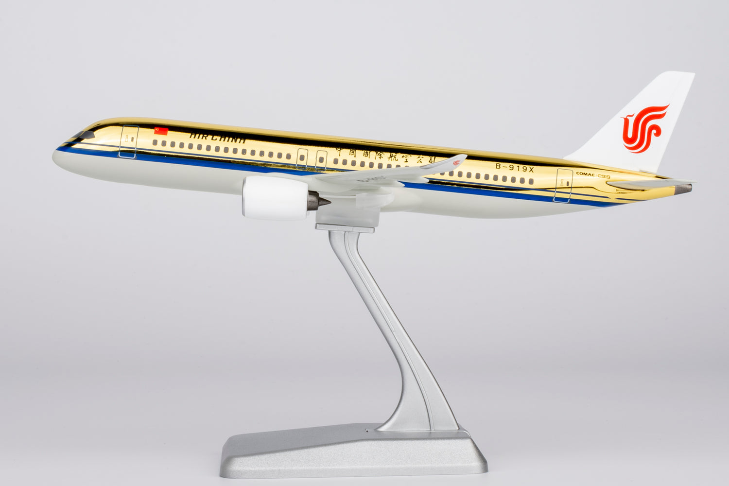 NG Models Air China (with Golden Fuselage; without Gears) COMAC C919 B-919X Lite Edition 1/240 Scale