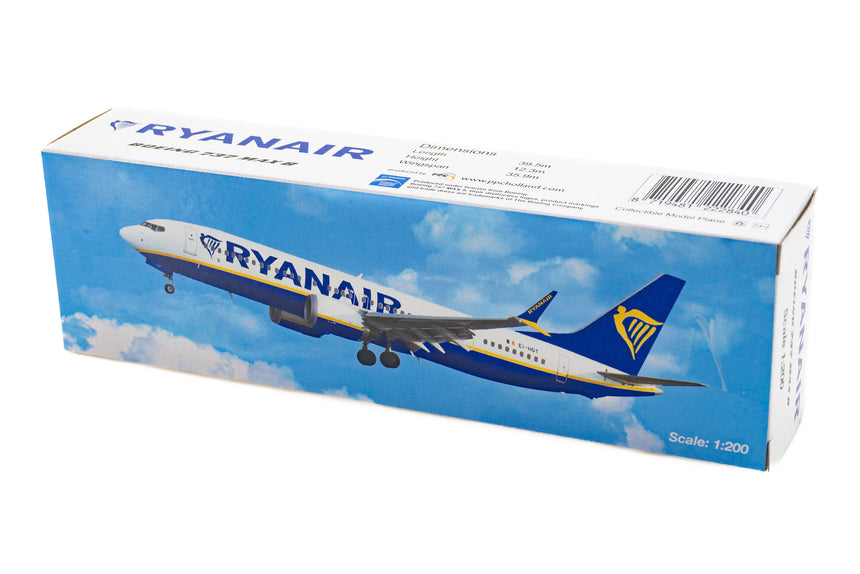 PPC Models Ryanair Boeing 737 MAX Snap-Fit Model Plane 1/200 Aircraft Scale Model