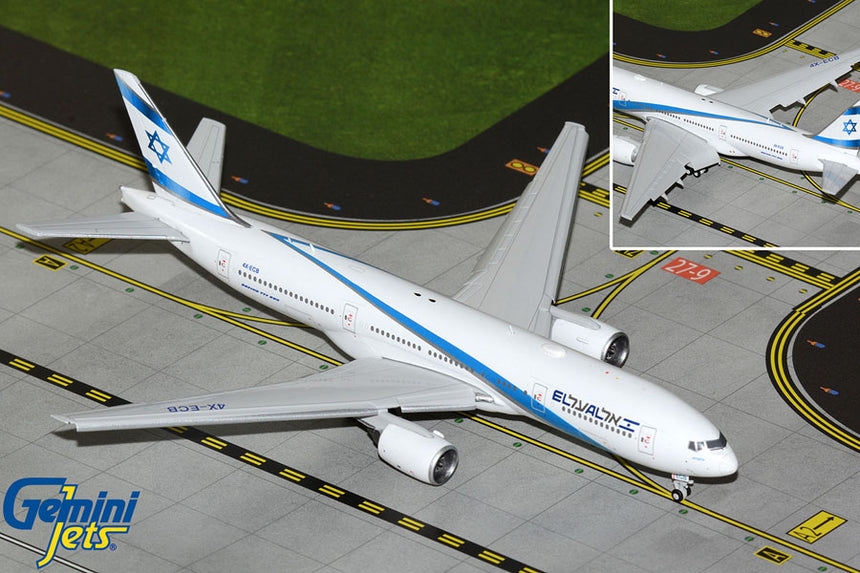GeminiJets El Al Israel Airlines Boeing B777-200ER 4X-ECB (flaps down) 1/400 Scale