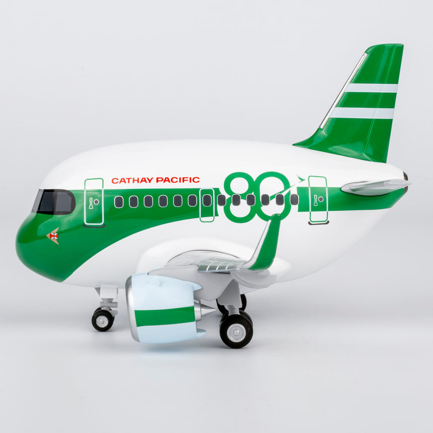 CUMO Wings Airbus A321neo Cute Aircraft Model – Cathay Pacific 80th Anniversary Retro Livery - Snap-Fit ABS Collectible with Display Stand 10.5×12.5×7.5 cm