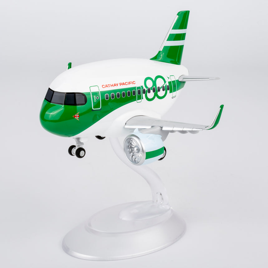 CUMO Wings Airbus A321neo Cute Aircraft Model – Cathay Pacific 80th Anniversary Retro Livery - Snap-Fit ABS Collectible with Display Stand 10.5×12.5×7.5 cm