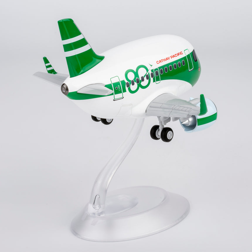 CUMO Wings Airbus A321neo Cute Aircraft Model – Cathay Pacific 80th Anniversary Retro Livery - Snap-Fit ABS Collectible with Display Stand 10.5×12.5×7.5 cm