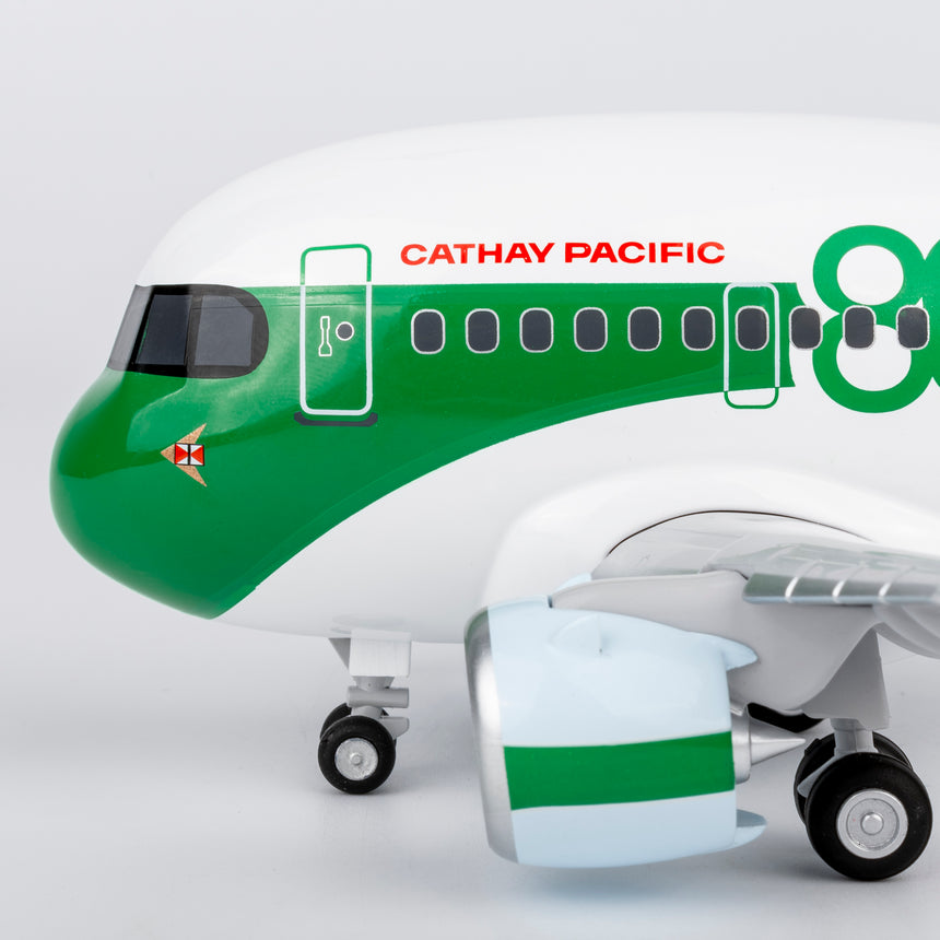 CUMO Wings Airbus A321neo Cute Aircraft Model – Cathay Pacific 80th Anniversary Retro Livery - Snap-Fit ABS Collectible with Display Stand 10.5×12.5×7.5 cm