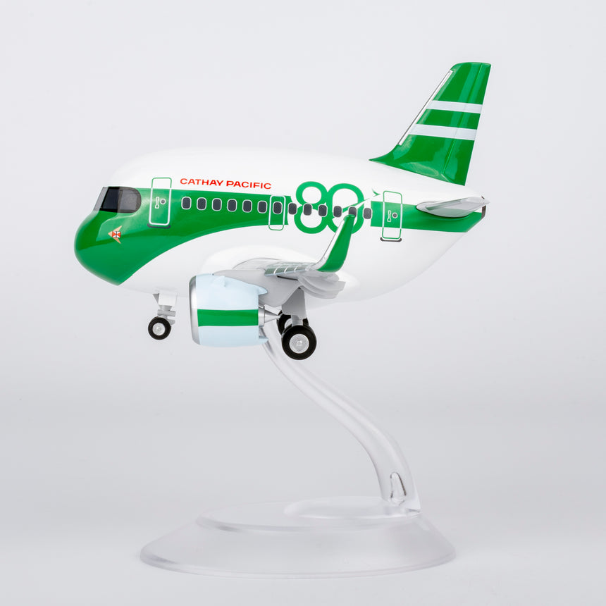 CUMO Wings Airbus A321neo Cute Aircraft Model – Cathay Pacific 80th Anniversary Retro Livery - Snap-Fit ABS Collectible with Display Stand 10.5×12.5×7.5 cm