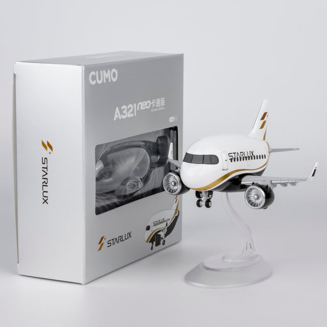 CUMO Wings Airbus A321neo Cute Aircraft Model – STARLUX Airlines Edition - Snap-Fit ABS Collectible Airplane with Display Stand 10.5×12.5×7.5 cm