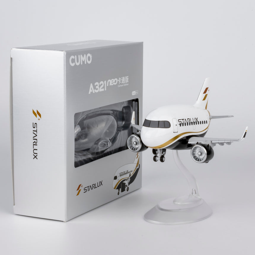 CUMO Wings Airbus A321neo Cute Aircraft Model – STARLUX Airlines Edition - Snap-Fit ABS Collectible Airplane with Display Stand 10.5×12.5×7.5 cm