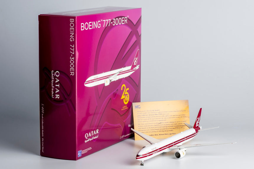 NG Models Qatar Airways Boeing 777-300ER A7-BAC 25th Anniversary Retro Lite Edition 1/400 Scale