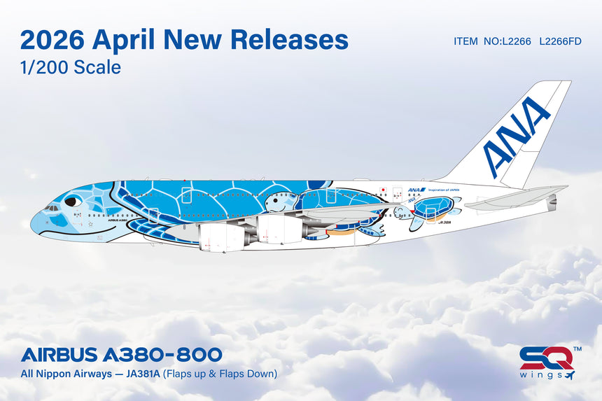 SQ Wings All Nippon Airways Airbus A380 JA381A "Flaps Down" 1/200 Aircraft Scale Model