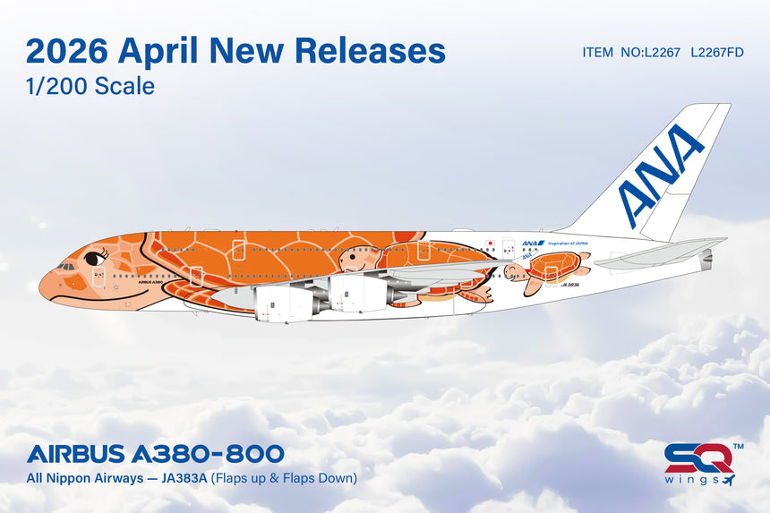 SQ Wings All Nippon Airways Airbus A380 JA383A "Flaps Down" 1/200 Aircraft Scale Model