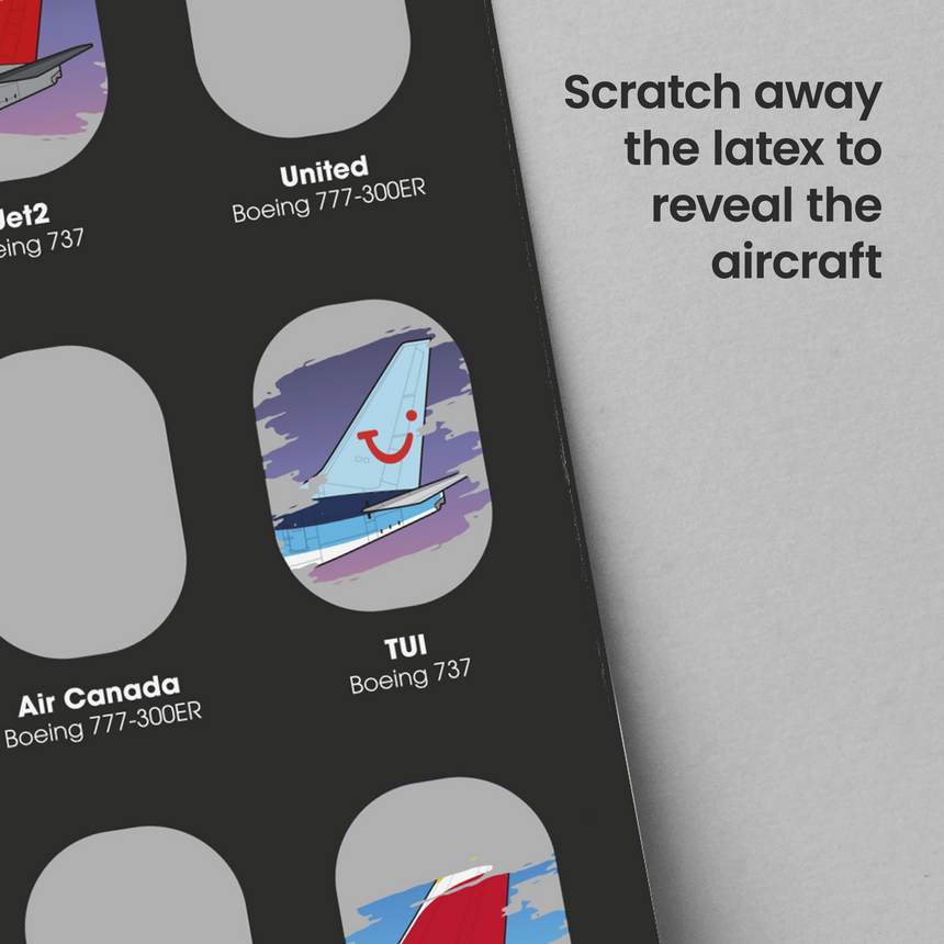 The World's Largest Airlines Scratch Poster - A3 Size - Aviation Gift