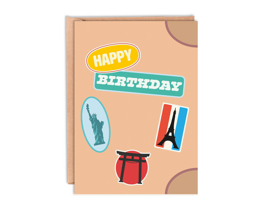 Well Travelled Suitcase Birthday Card With Envelope
