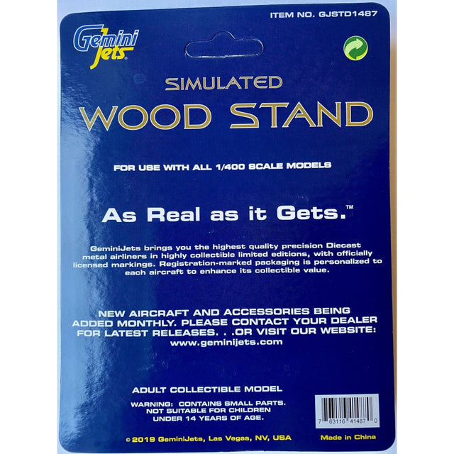 Gemini Jets Simulated Wood Stand 1/400 Aircraft Scale Model