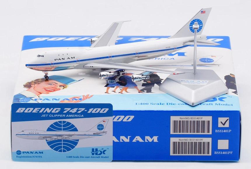 HX Models Pan Am Boeing B747-100 "Jet Clipper American" N747PA Standard Version 1/400 Scale