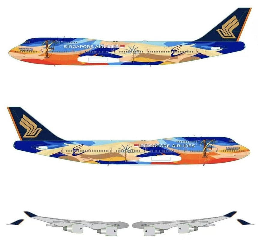 HX Models Singapore Airlines Boeing B747-400 9V-SPL "Tropical" Standard Version 1/400 Scale