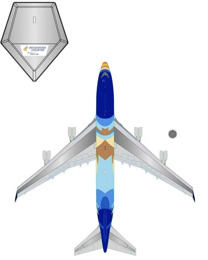 HX Models Singapore Airlines Boeing B747-400 9V-SPL "Tropical" Standard Version 1/400 Scale