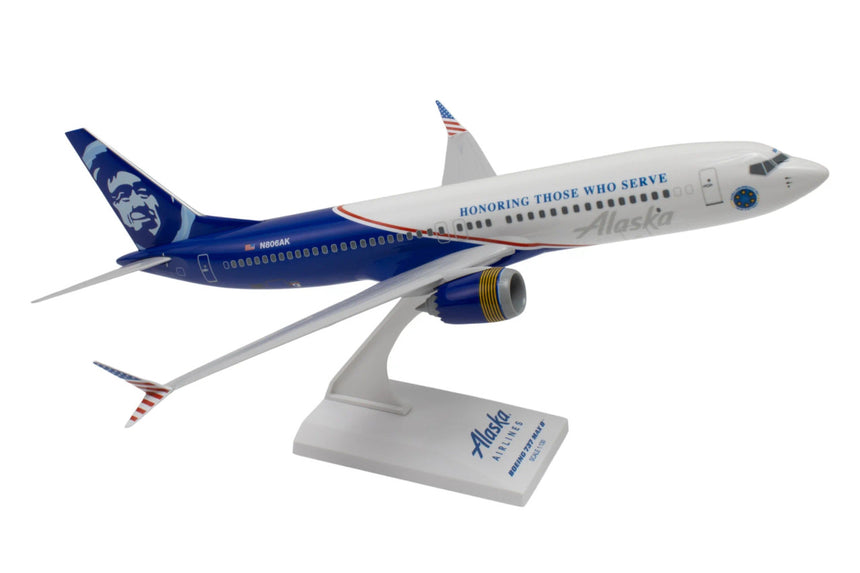 SkyMarks Alaska Airlines Boeing 737Max8 Veterans 1/130 Aircraft Scale Model