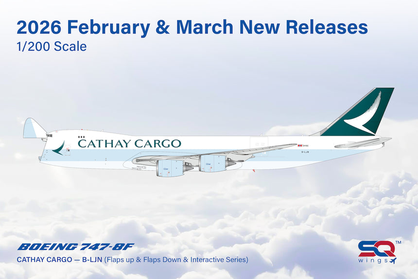 SQ Wings Cathay Cargo "Interactive Series" Boeing B747-8F B-LJN 1/200 Aircraft Scale Model