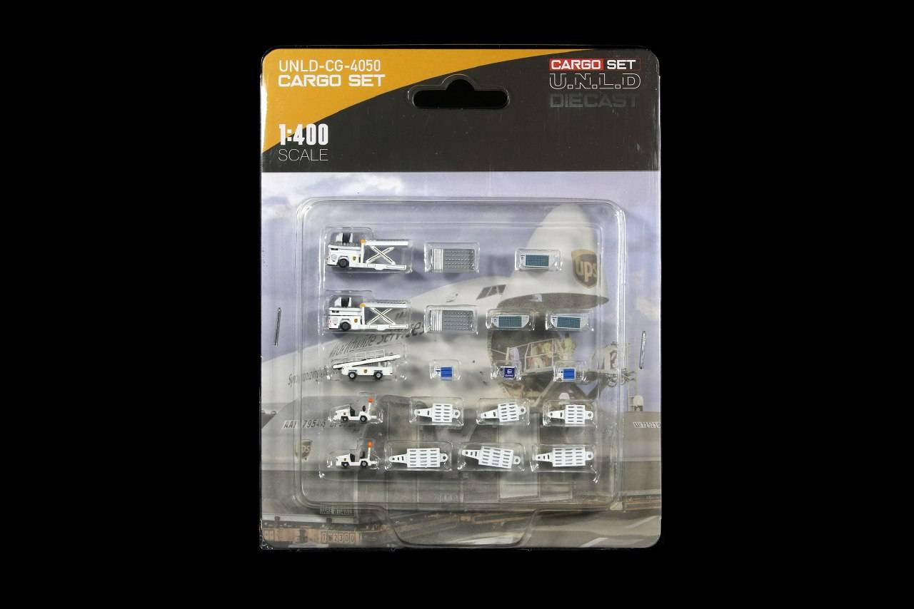 UPS GSE Cargo Loaders, Tows, Dollies and Container set UNLD-CG-4050 1/400