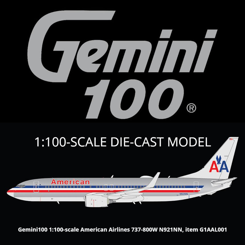 GeminiJets American Airlines Boeing B737-800W N921NN (Polished Livery) 1/100 Aircraft Scale Model