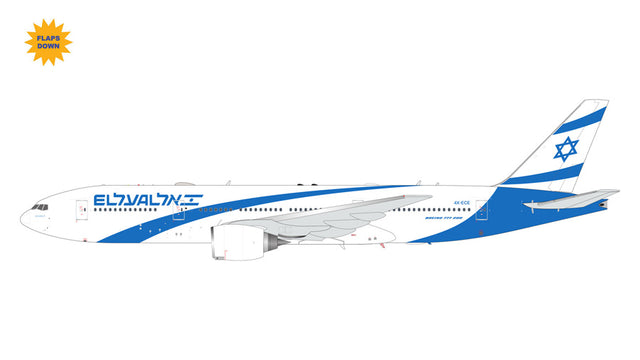 GeminiJets El Al Israel Airlines Boeing B777-200ER 4X-ECE New Livery Flaps/Slats Extended 1/200 Aircraft Scale Model