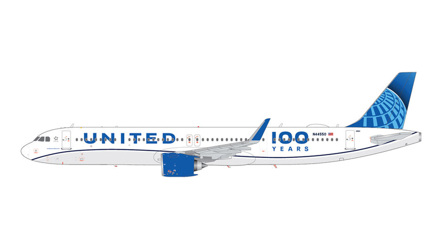 GeminiJets United Airlines Airbus A321neo N44550 100 Centennial Livery 1/200 Aircraft Scale Model