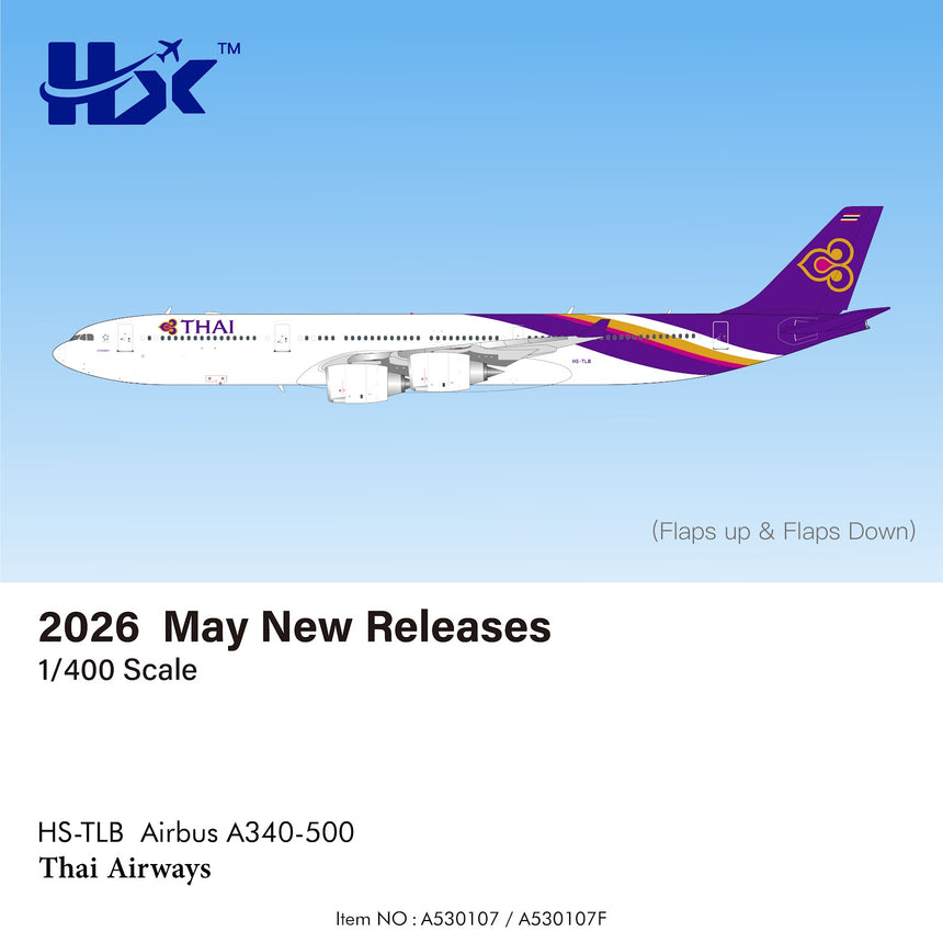 HX Models Thai Airways Airbus A340-500 HS-TLB Flaps Down 1/400