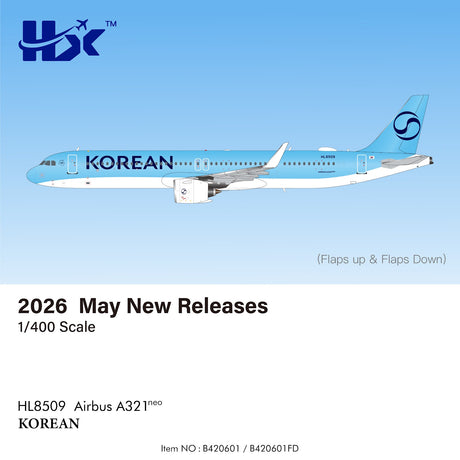 HX Models Korean Air Airbus A321 HL8509 New Livery 1/400