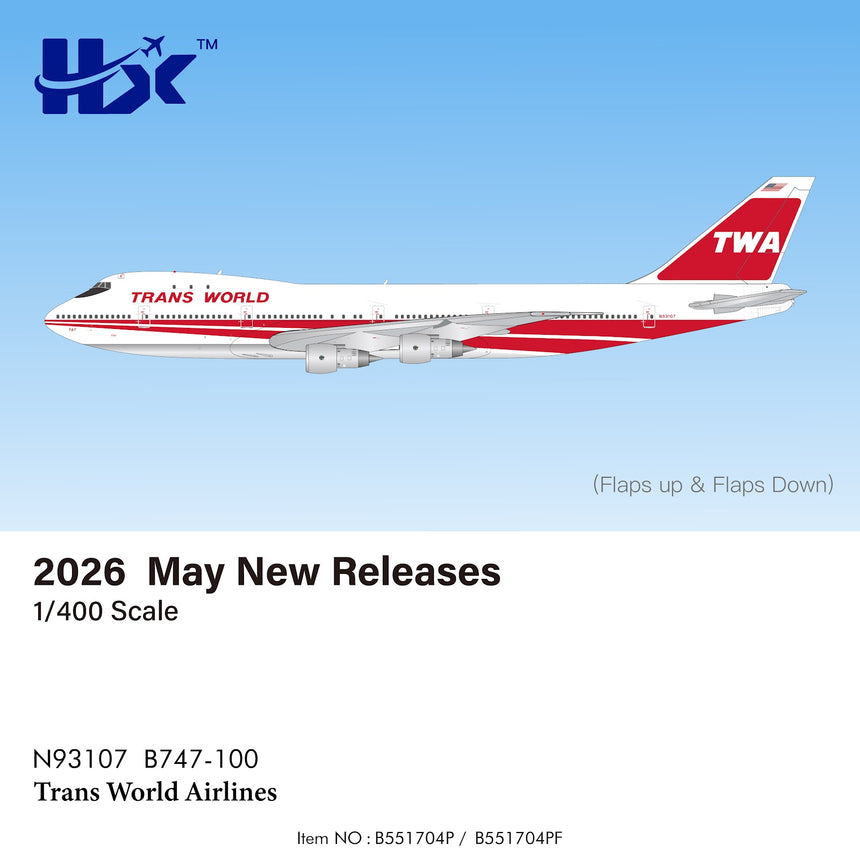 HX Models Trans World Airlines Boeing 747-100 N93107 1/400