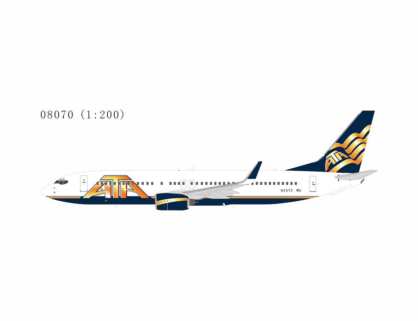 NG Models American Trans Air - ATA Airlines Boeing 737-800 N331TZ 1/200 Aircraft Scale Model